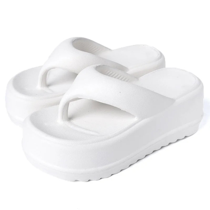 Summer Flat Slippers Women Leather Black White Flops Thick Sole Mules Casual Comfort Slides Woman