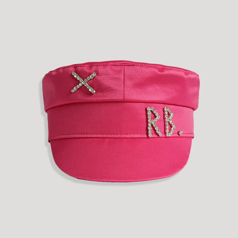 Women Hats Crystal baker boy hat Wool Newsboy Caps Female Flat Militray Caps Visor S-XL Stain-Hot Pink