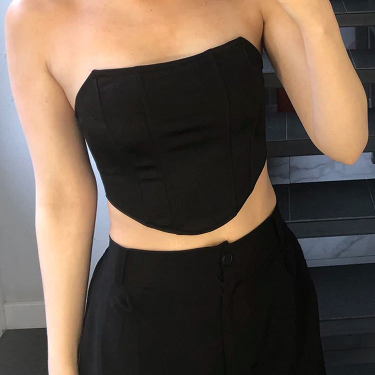 Sleeveless Off Shoulder Velvet Fashion Sexy Corset Crop Tops Vest Female Underwear Backless Bustier Top Solid