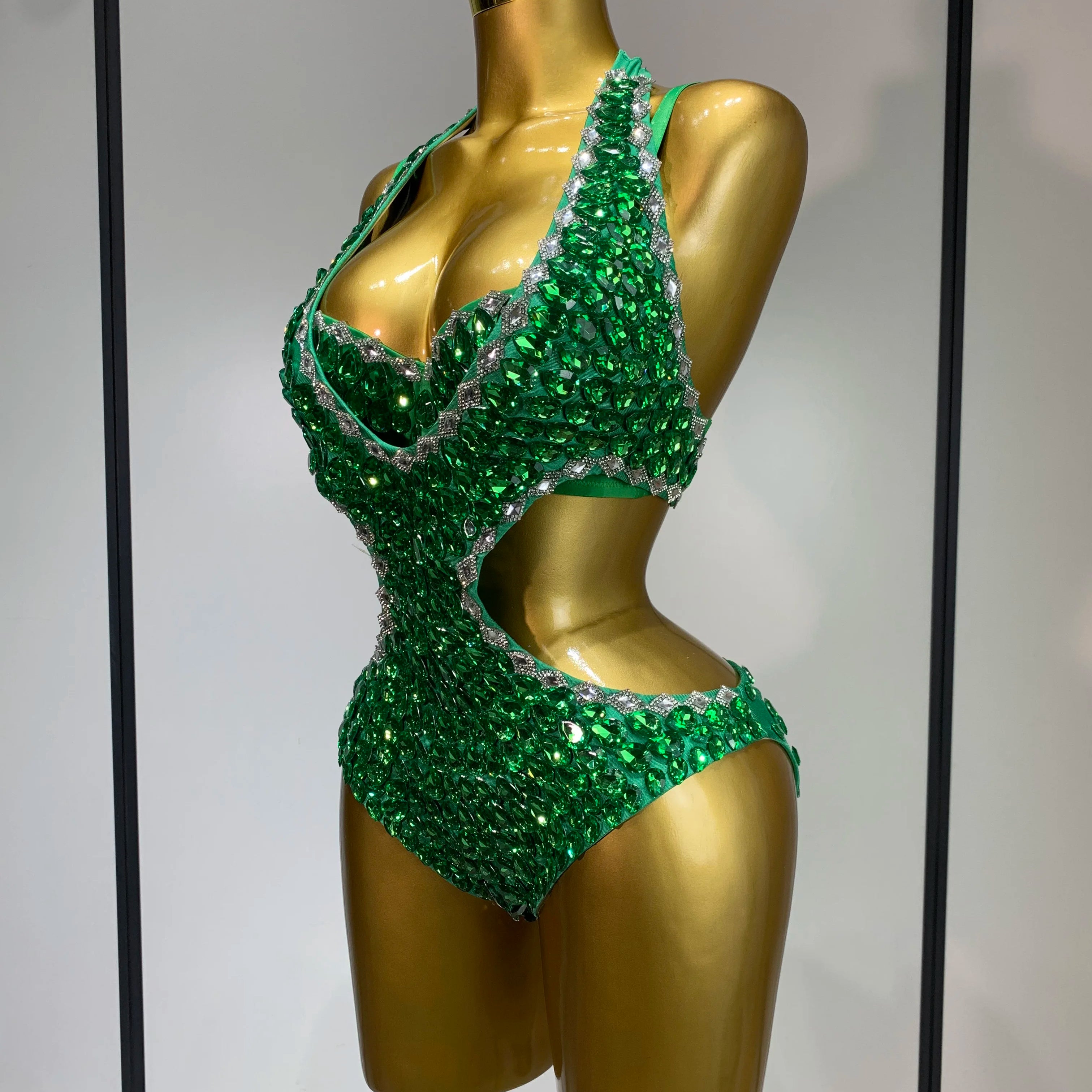 Women Luxury Rhinestone Bra Bodysuits Two Piece Set Female Singer DJ DS Dance Stage Performance Photo Shoot Club Party Outfit