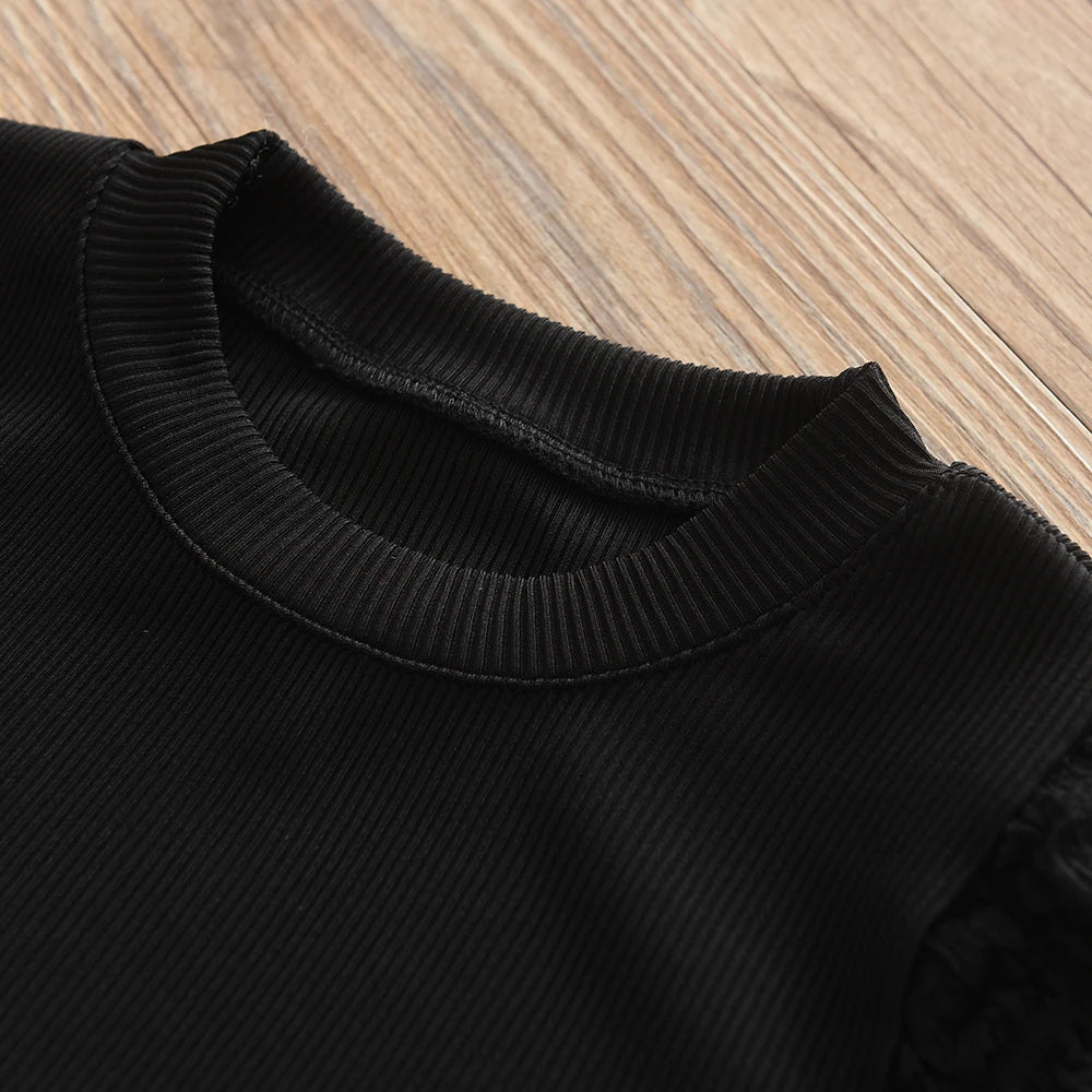 Girls' Set Autumn New Children's Round Neck Top+Bow Plaid Short Skirt+Hat Three Piece Children's Fashion Set