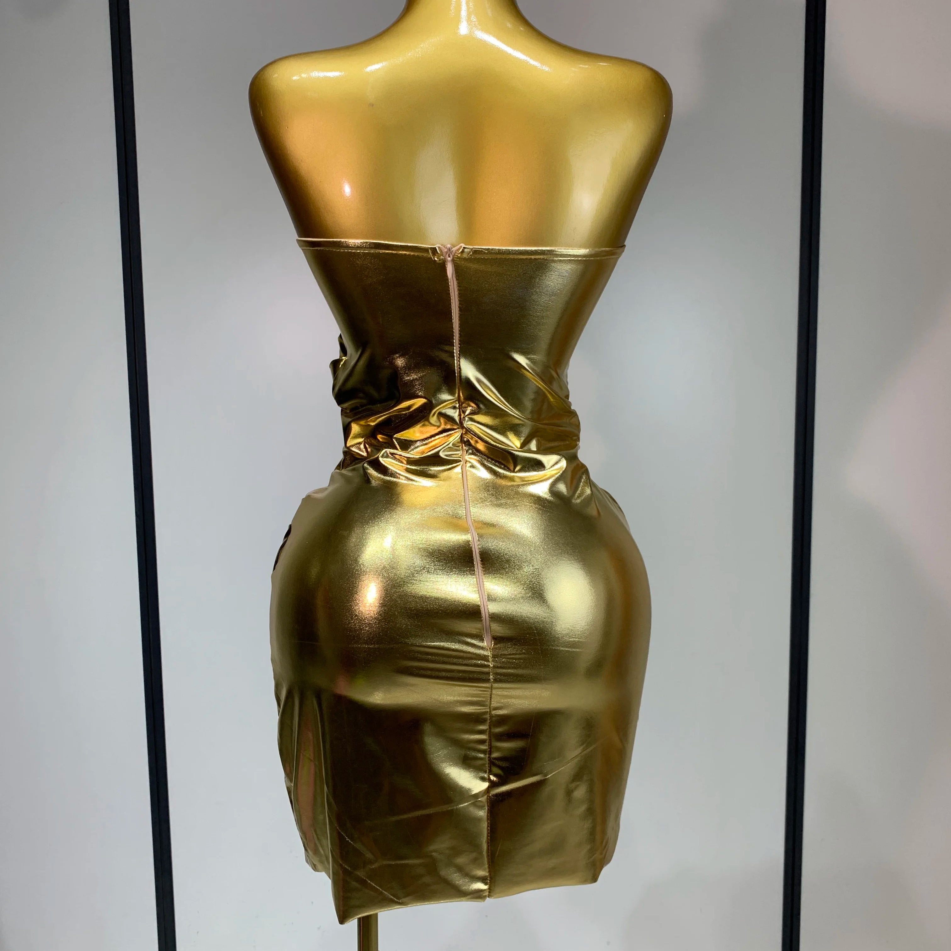 Sparkly Rhinestone Sexy Strapless Bodycon Mini Dress Women Luxury Birthday Evening Party Celebrate Performance Stage Costume