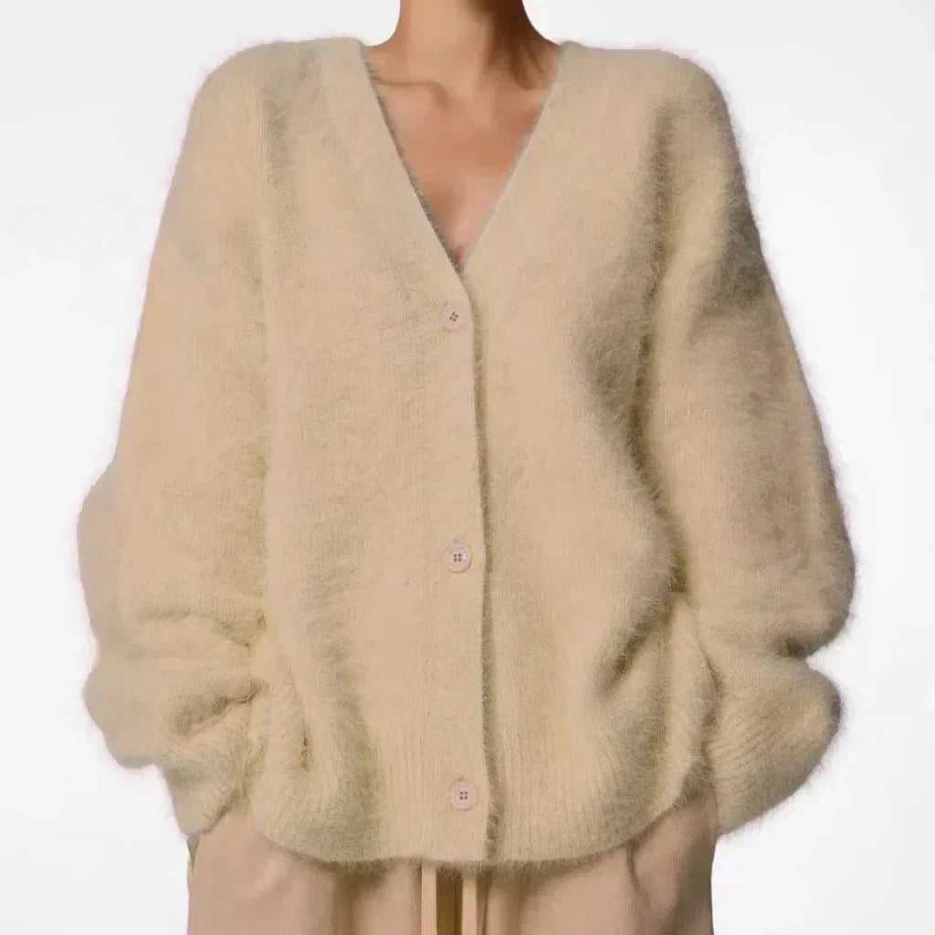 Cross-border hot autumn/winter imitation sable woman lazy loose sweater coat soft long-sleeved knitwear woman Apricot