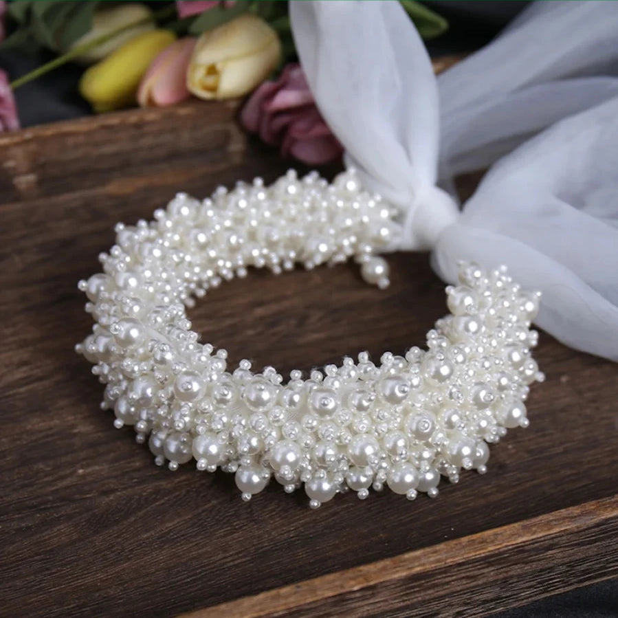 Wedding Hair Accessories Crystal Pearl Hair Belt Wedding Bridal Hair Ornaments Hair Jewelry bride Headdress Headbands FG-0050-A Headbands