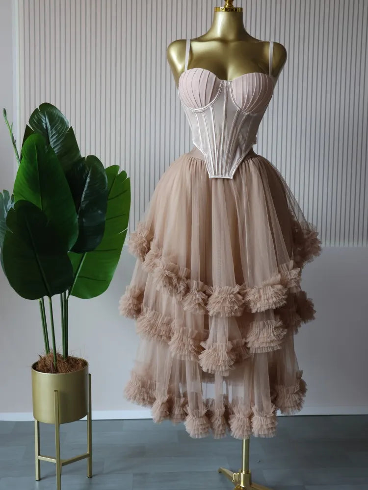 CM.YAYA Women's Dress Set Sleeveless Strap Tops and Pleated Tiered Skirts Suit Elegant Vacation Birthday Two 2 Piece Set Outfits