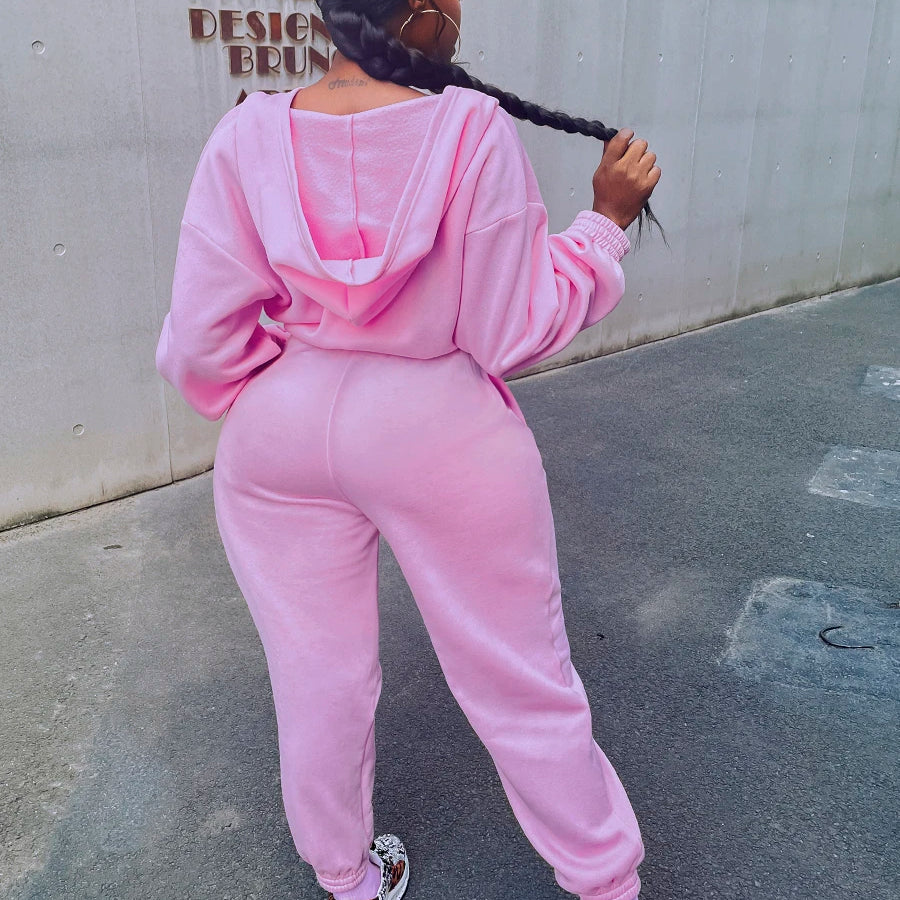 Loose Sweat Jumpsuit Winter Autumn Long-sleeve Loose Romper Female Vintage Pocket Sweatpants Overall Thick Warm Jumpsuit