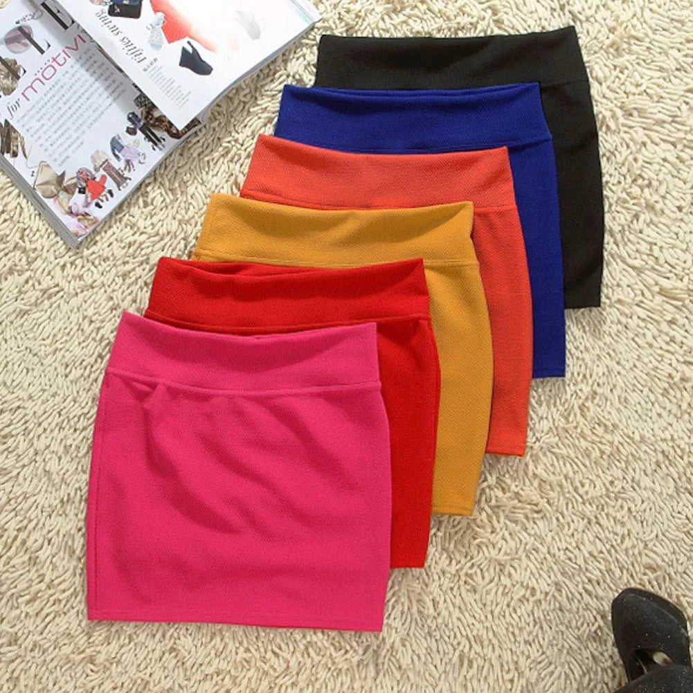 Sexy Pencil Short Dress For Women Soft High Elastic Pleated Skirt Cotton Blend Solid Color High Waist Fashion Bodycon Skirt