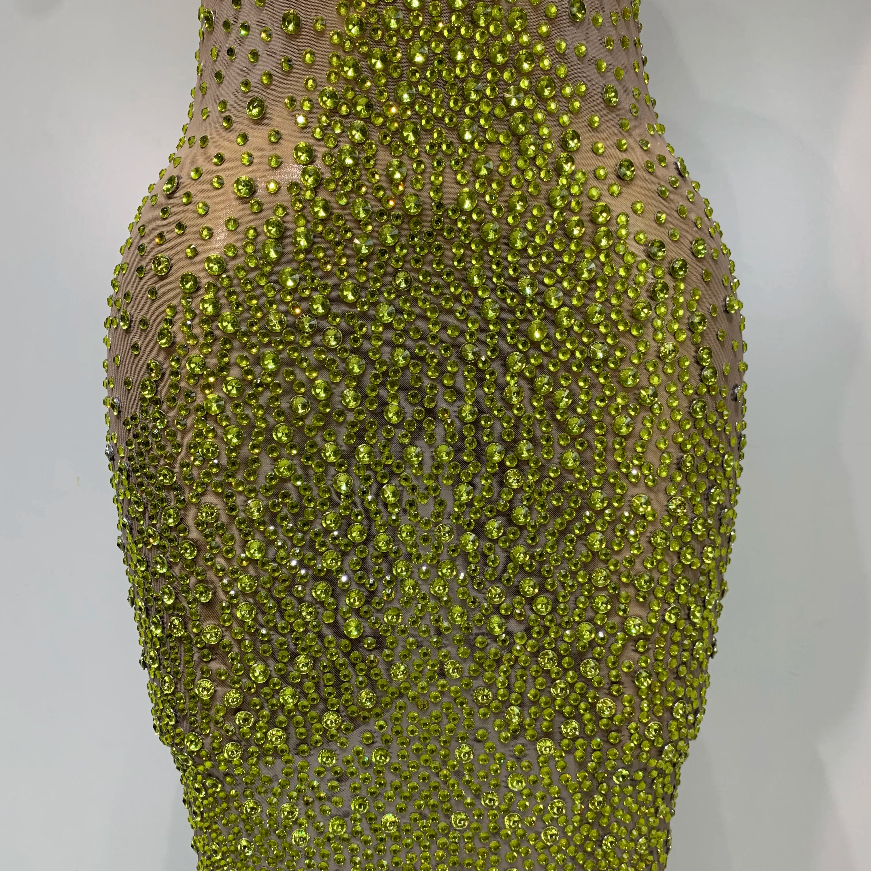 Women Luxury Birthday Celebrate Dress Dancer Party Show Stage Outfit 2025 Sparkly Rhinestone Elastic Mesh See Through Long Dress