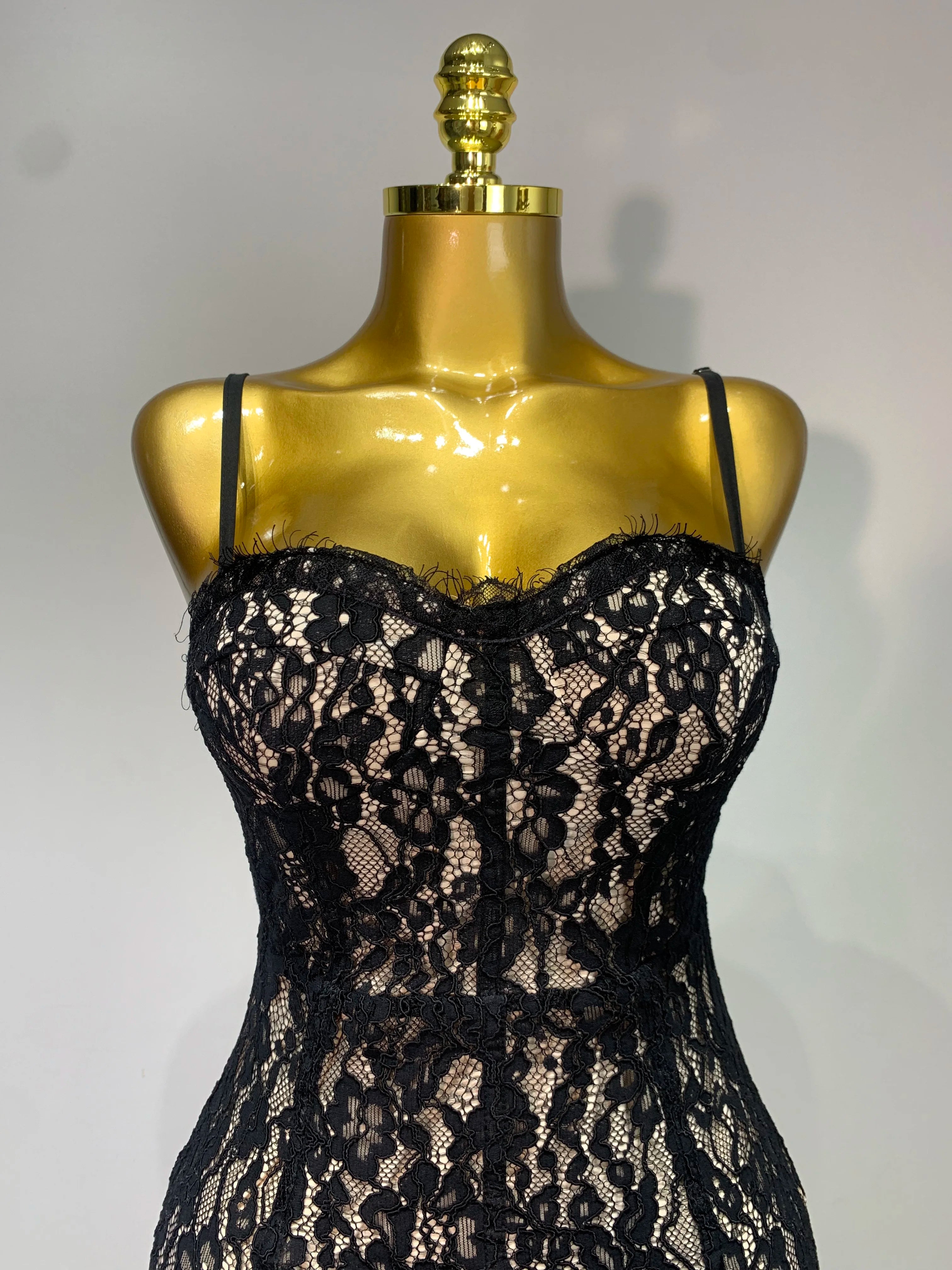 Women Sleeveless Sexy Black Lace Bodycon Long Dress Nightclub Party Celebrate Birthday Evening Party Wedding Guest Prom Gowns