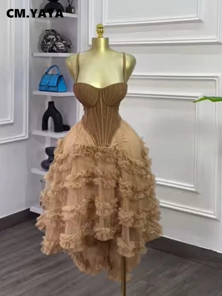 CM.YAYA Women's Dress Set Tunic Irregular Crop Top and Irregular Ball Gown Maxi Long Skirt Suit 2025 Two 2 Piece Set Outfits