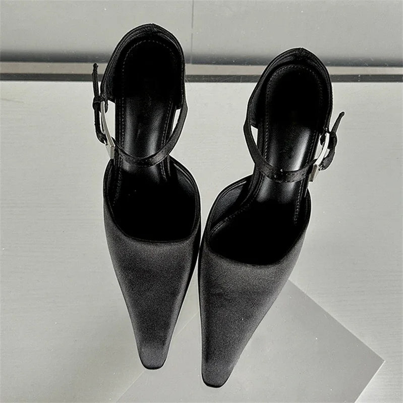 Eilyken Design High Heels Woman Pumps Buckle Strap Mules Slippers Sexy Pointed Toe Wedding Banquet Female Shoes