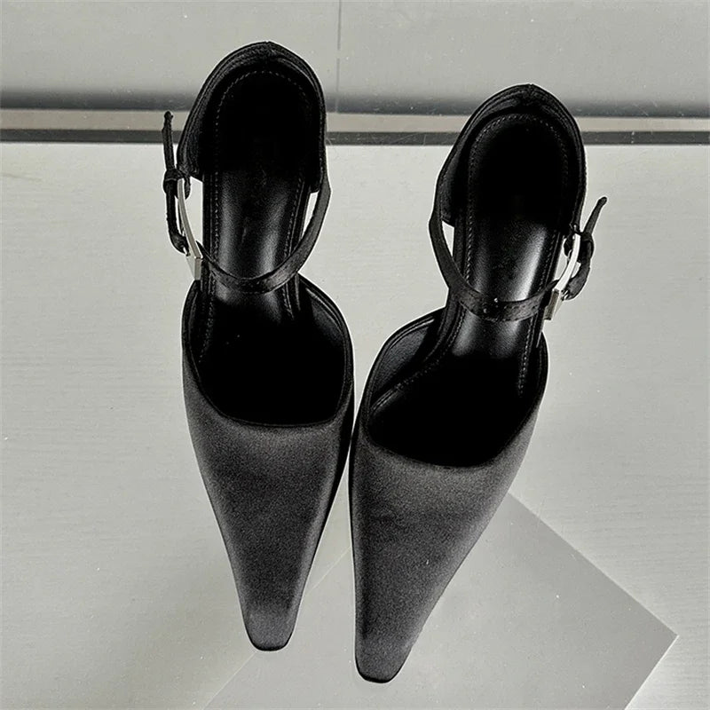 Eilyken Design High Heels Woman Pumps Buckle Strap Mules Slippers Sexy Pointed Toe Wedding Banquet Female Shoes