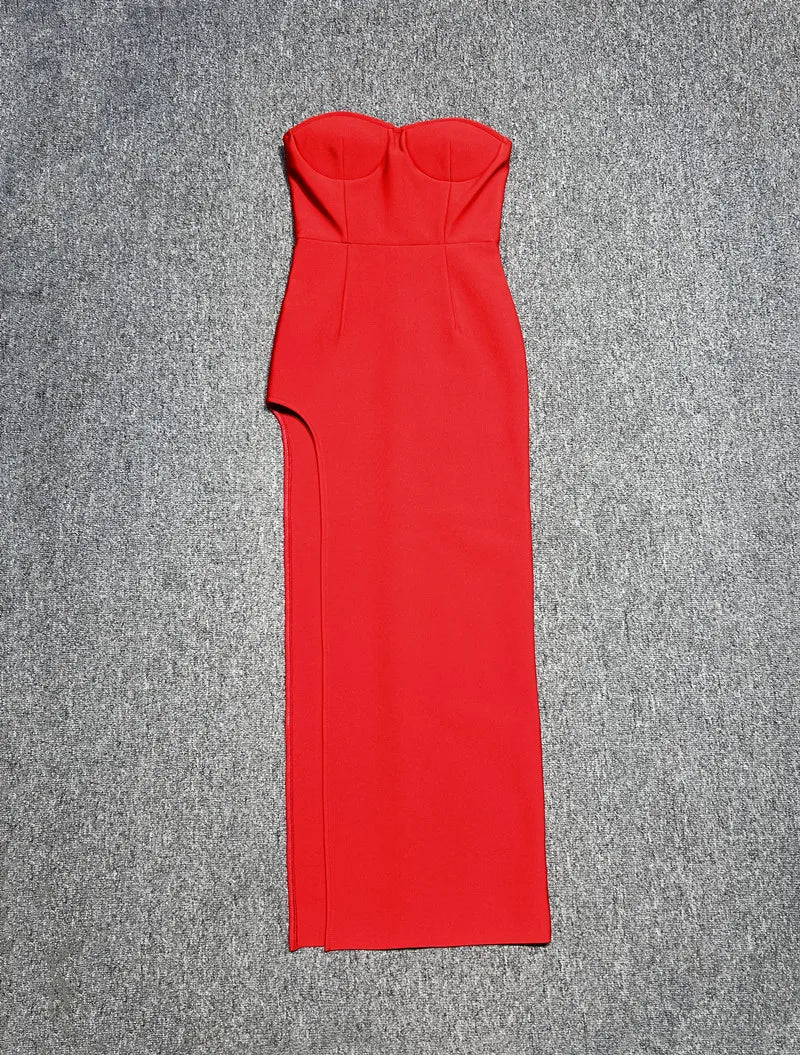 High Quality Women Sexy Strapless Bodycon Long Bandage Dress Celebrate Wedding Mermaid Fashion Birthday Outfit Vestido