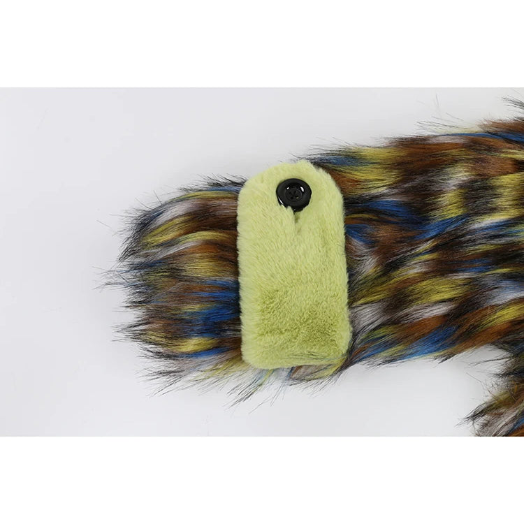 Winter Long Colorful Thick Warm Colorful Hairy Shaggy Patchwork Faux Fox Fur Coat Women Fluffy Furry Overcoat
