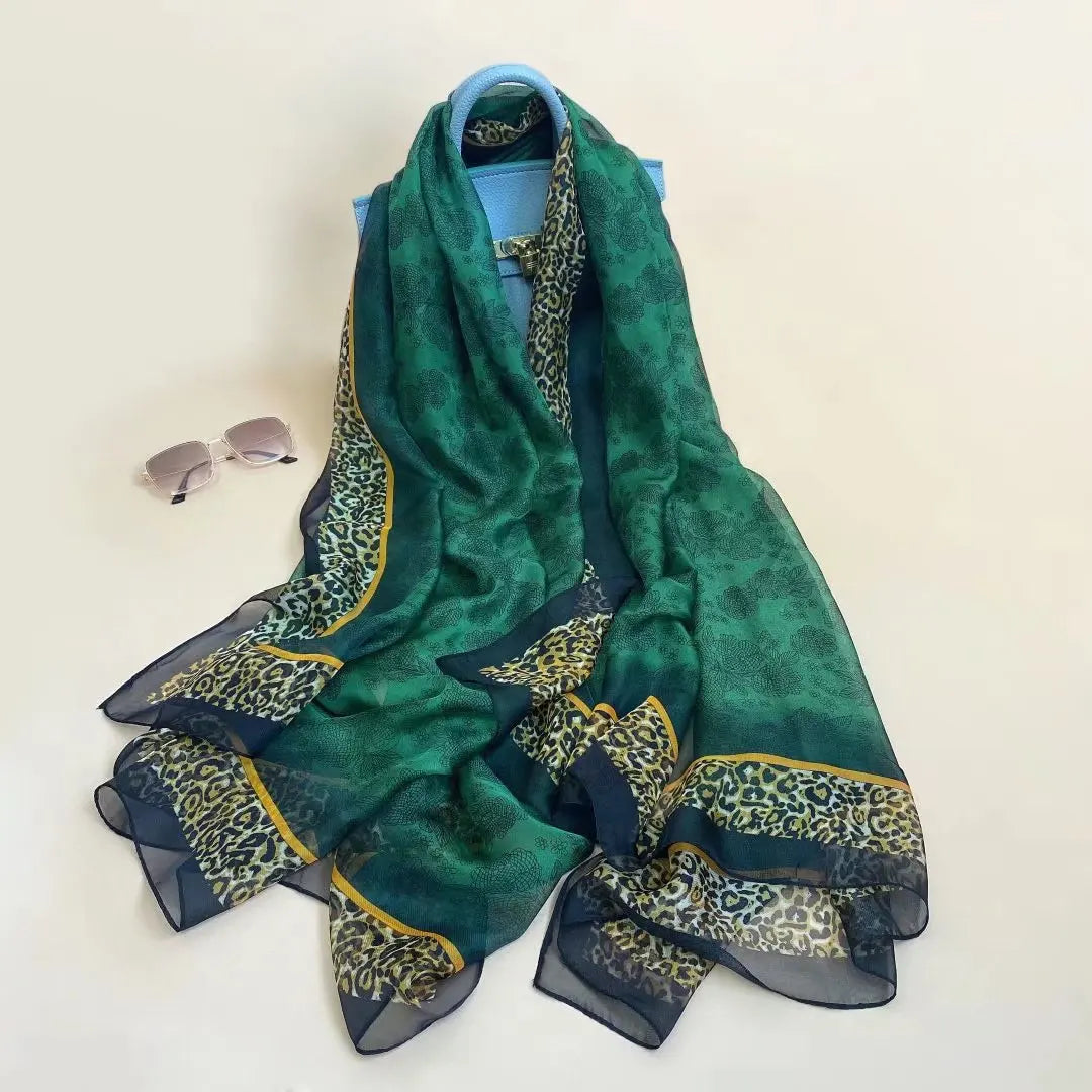 Print Silk Scarf Hijab Women Spring Deisgn Soft Beach Stoles Elegant Head Scarves Echarpe Shawl Satin Large Wrap Echarpe Bandana see chart 40