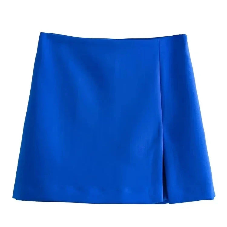 TRAF 2023 summer women's skirt shorts fashion retro high waist zipper side Y2K skirt women's fashion straight skirt shorts B