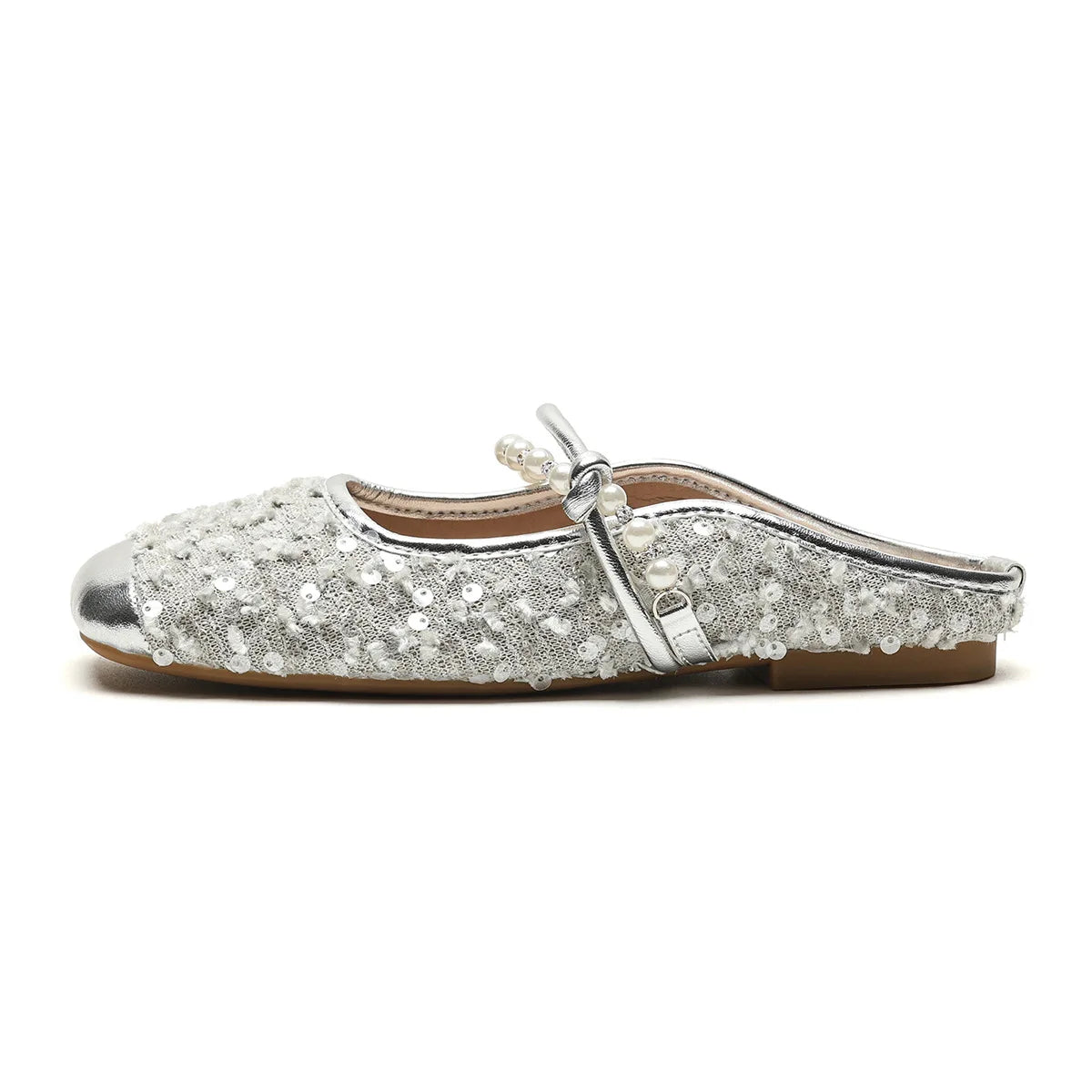 spring women's outdoor slippers Ladies casual mules Flat shoes Fashionable pearl design Work and party wear 41-43