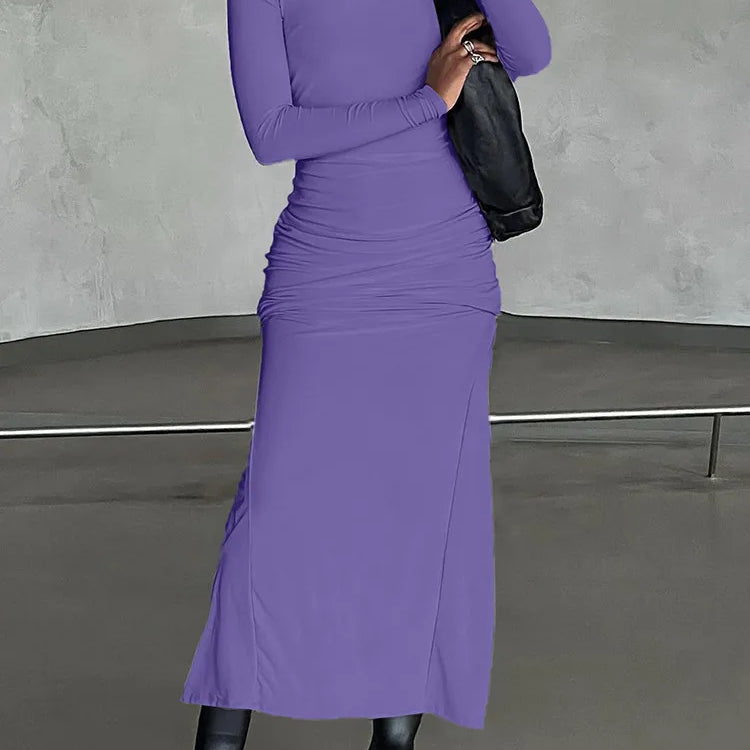 Women 2024 Autumn Winter Fashion Long Sleeve Streetwear Hooded Bodycon Long Dress Wholesale Items For Business