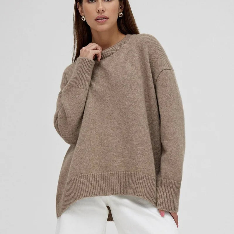 Winter Warm Thick Knit Sweaters Solid Black Sweater Soft Pullover Loose Pullovers Korean Autumn Women Coat O Neck Sweater Jumper Dark Brown One Size