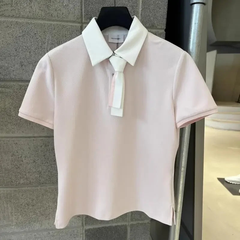 Spring And Summer Golf Clothing Women's Temperament Silk Scarf Short Sleeve Quick-drying Breathable Casual Lapel T-shirt Top SC 03