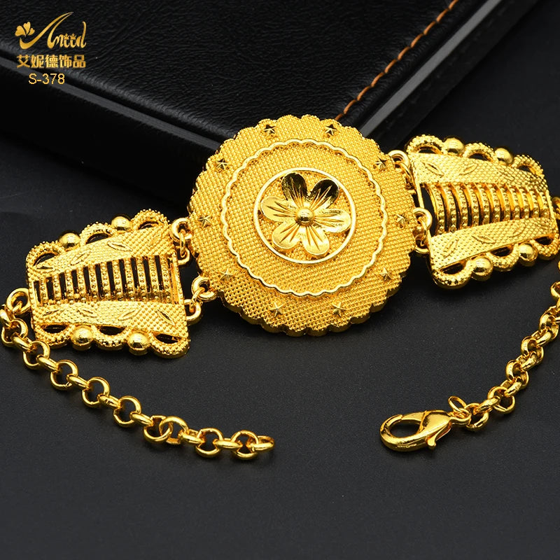 Indian Big Plated Gold Jewelry Women Necklace Sets Dubai African Party Bridal Wedding Gifts Arabic Necklace Jewelry Sets