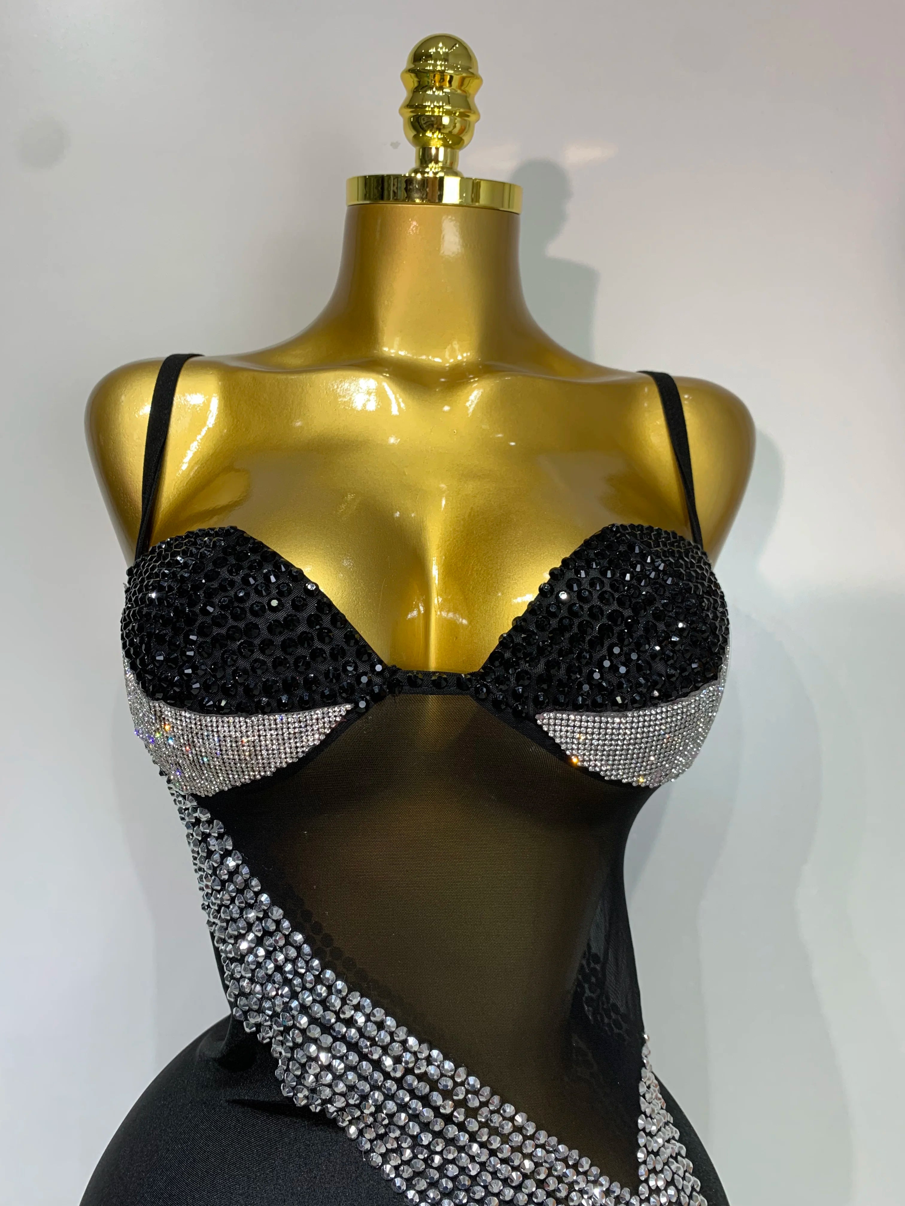 Sparkly Rhinestones Mesh Evening Party Dress Women Sexy Festival Celebrate Dj Nightclub Singer Stage Outfit Birthday Dress