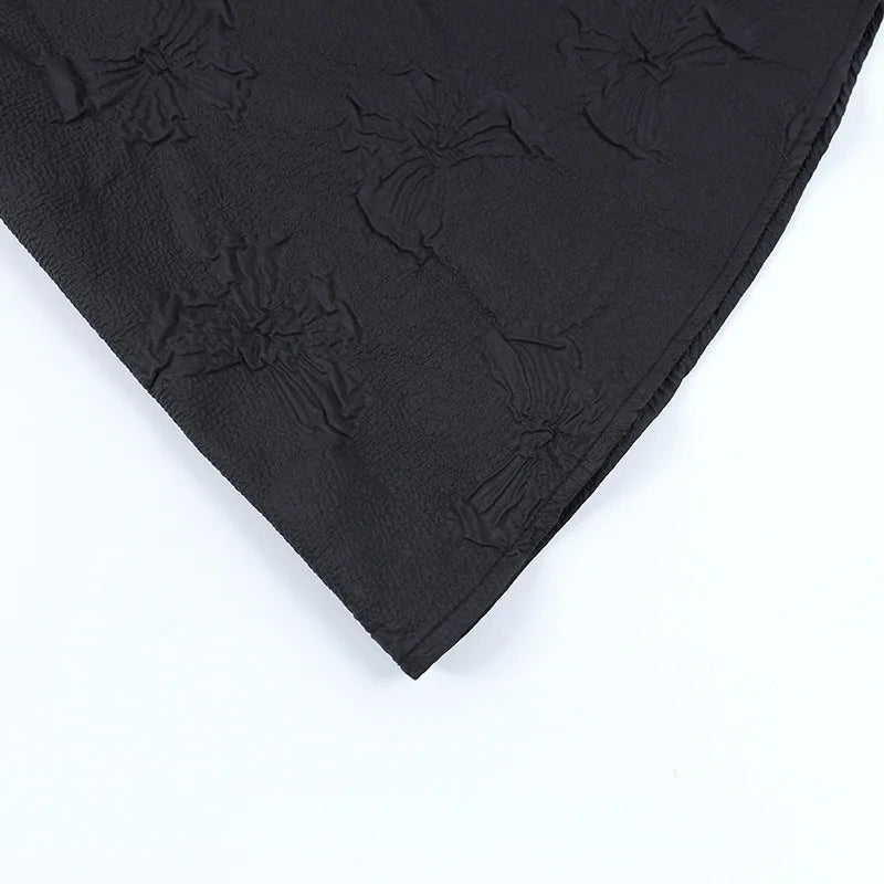 Goth Dark Tie Up Mall Gothic Elegant Women Dresses Grunge Aesthetic Jacquard A-Line Dress Emo Lace Trim Black Party Alt Clothes