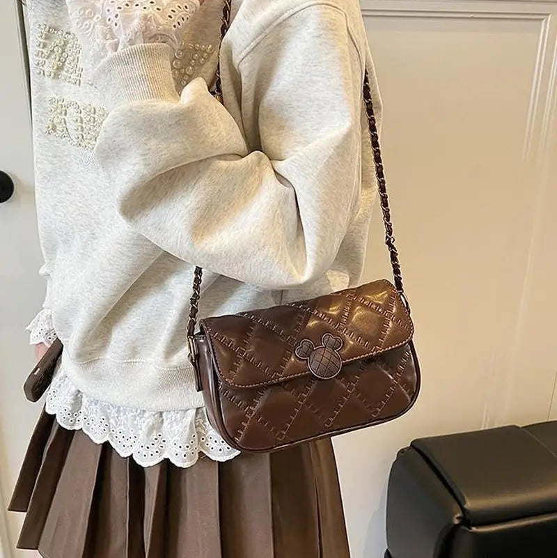 Trendy Rhombus Chain Women'S Shoulder Bag Versatile Fashionable Small Square Bag Underarm Bag High-End Feel New 2025 Model