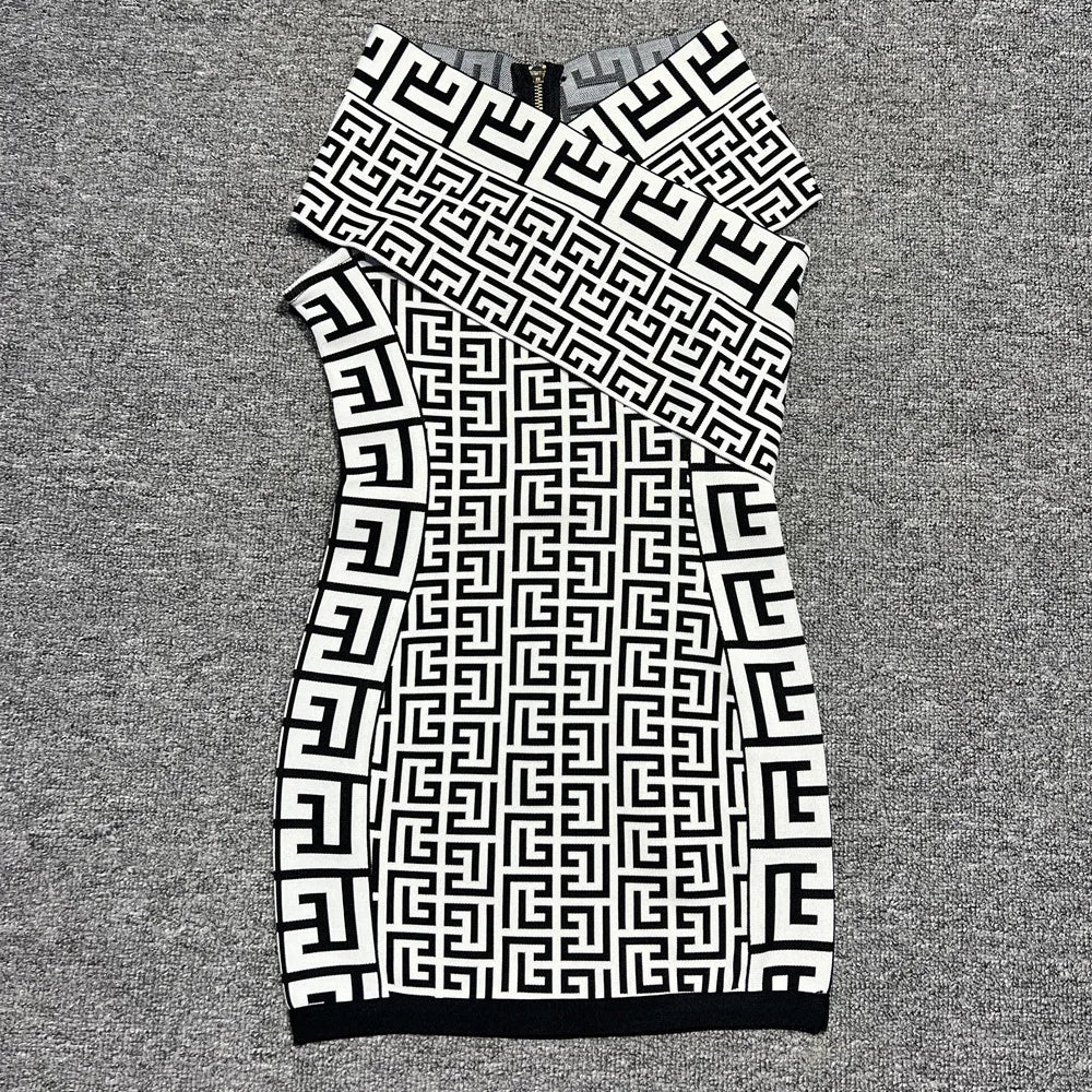 Women Sexy Slash Neck Off the Shoulder Bodycon Mini Bandage Dress Jacquard Elegant Evening Party Dress Wholesale