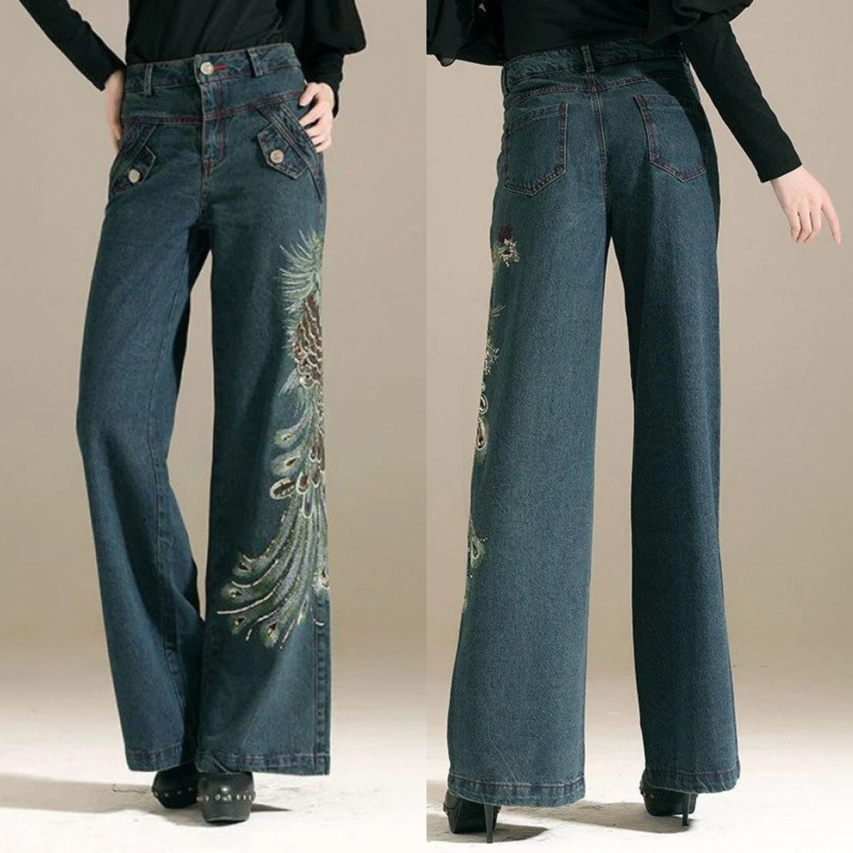 Summer Hollow Lace Jeans Women Panel Diamond Butterfly Feet Slim Fit Embroidered Long Pants Loose Hip Wrap Vintage Stretch 2024 Blue