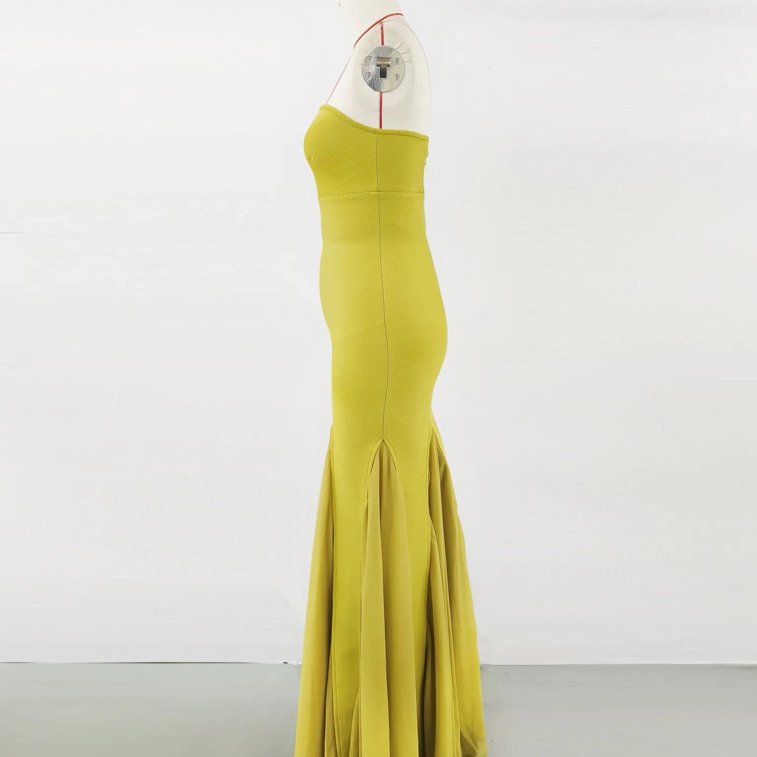 Yellow Color Women Sexy Strapless Bodycon Long Maxi Bandage Dress Celebrate Birthday Vacation Graduation Season Outfit