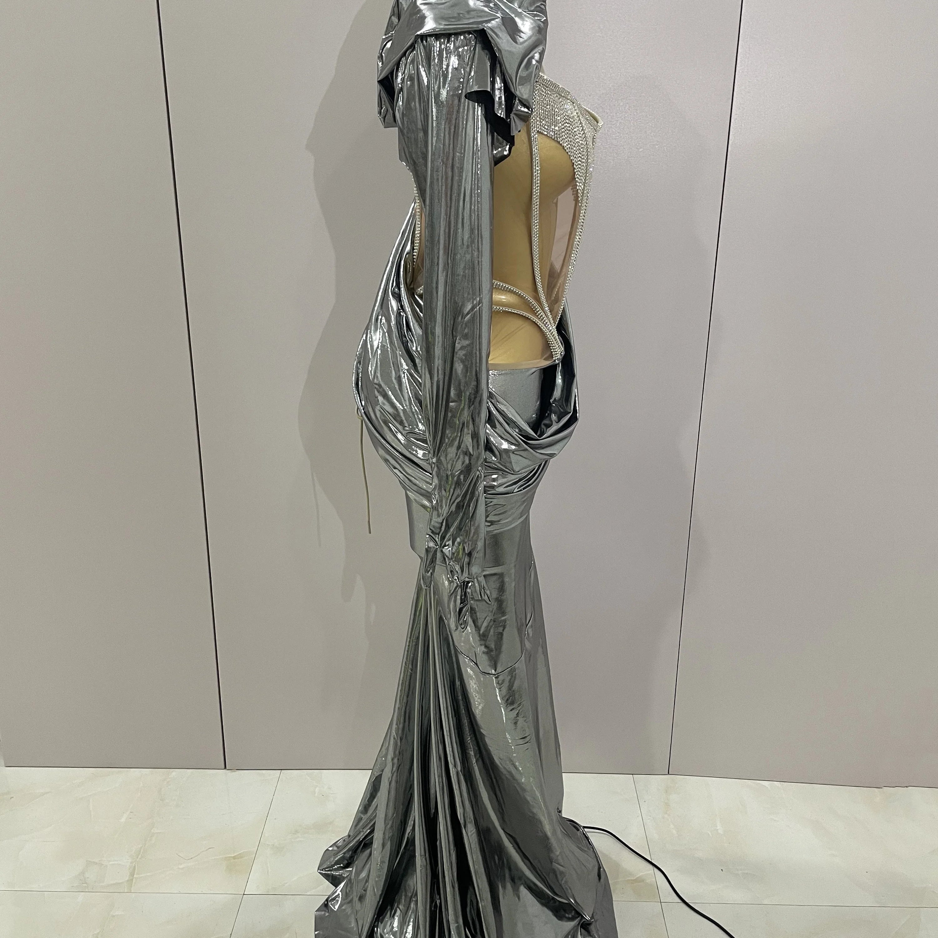 Stage Costume Sparkly Nightclub Gogo Party Dress Women Carnival Party Outfit Festival Cool Clothing Hoodie Dress Two Piece Set