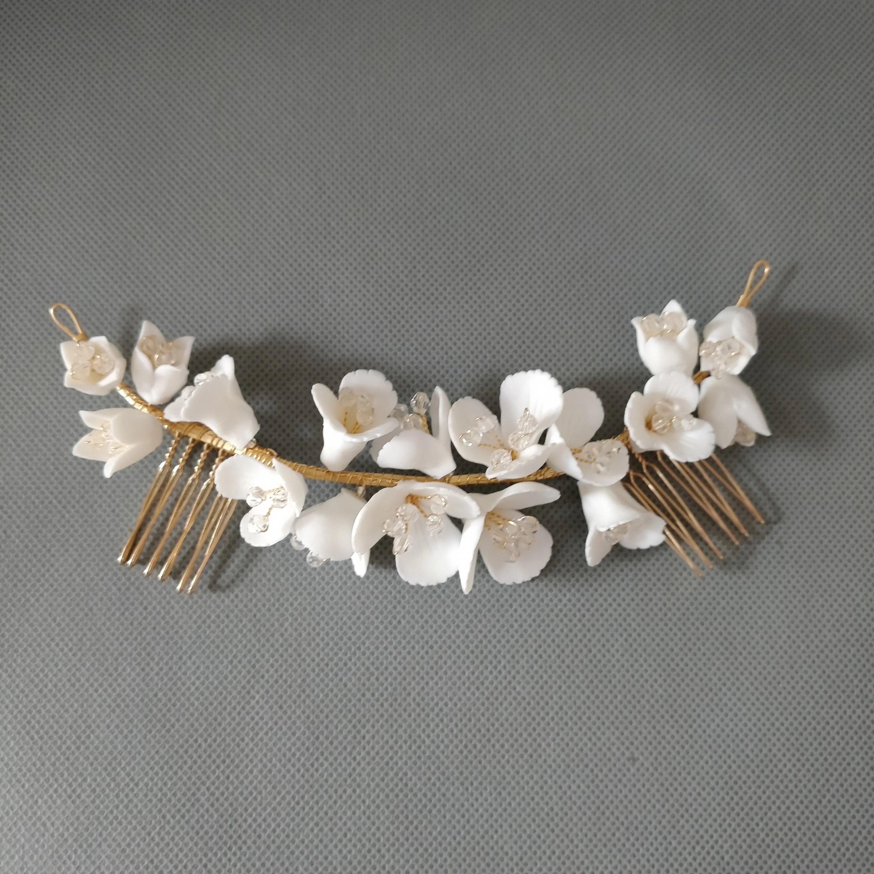 Clay Floral Bridal Hair Comb Handmade Headpiece Rhinestone Hair Vine Wedding Hair Jewelry New arrival