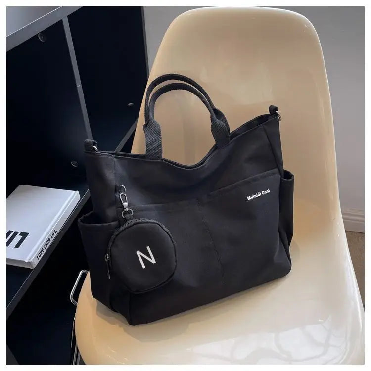 Waterproof Messenger Bag Women Preppy Student Satchels Nylon Shoulder Bag black
