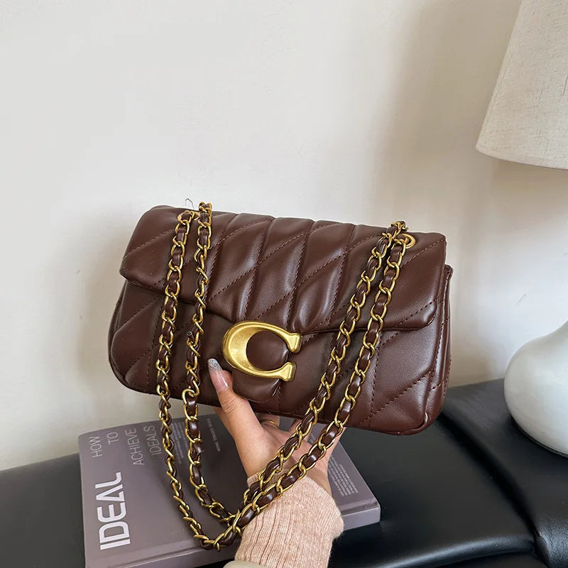 2025 Women's Quilted Crossbody Bag, Luxury Chain Strap Mini Bag, Diamond Pattern Shoulder Purse, Fashionable Elegant Clutch