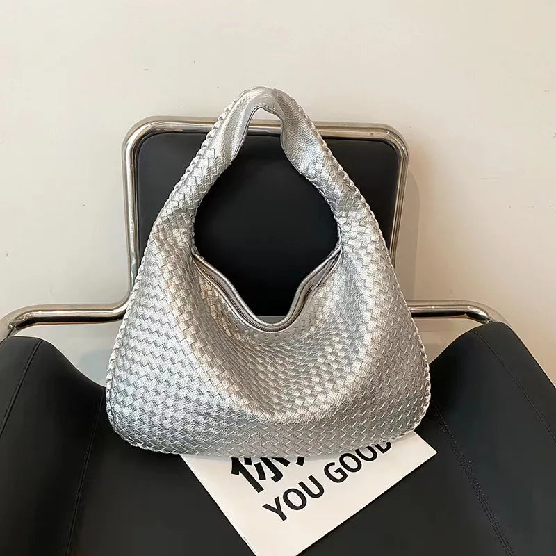 Woven Bag French High-end Women's Atmospheric Versatile One Shoulder Underarm Bag Niche Texture Portable Commuting Bag 11