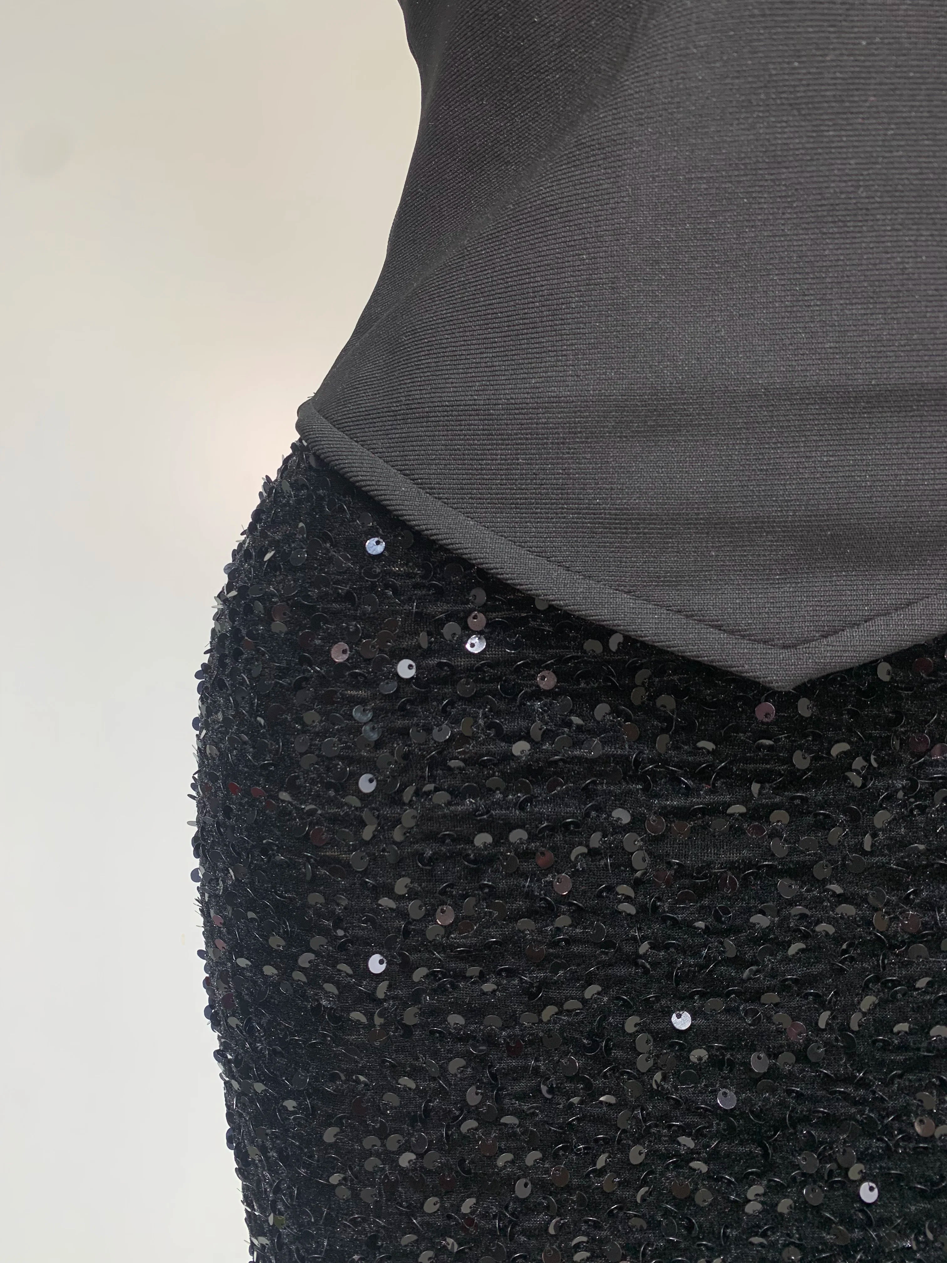 Women Sexy Strapless Sequin Black Maxi Long Bandage Three Piece Set 2025 Knitted Elegant Evening Club Party Birthday Prom Gowns