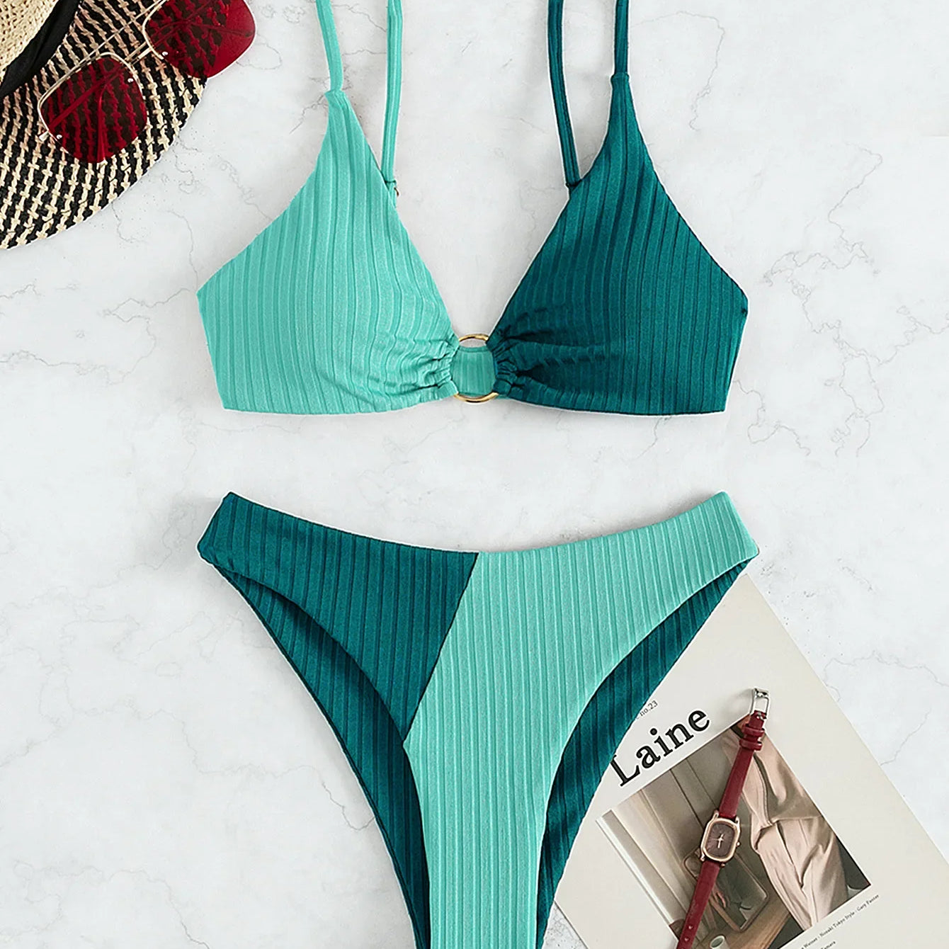 Sexy Bikinis Women's Swimwear Push Up High Waist Swimsuits High Cut Bathing Suits Push Up Beach Bikini Set Female Biquini Lake Blue 2025YZ61