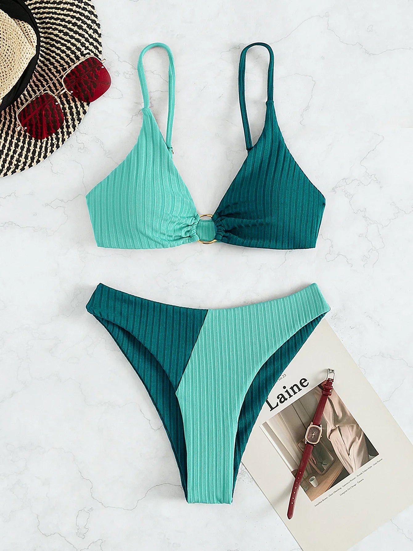 Sexy Bikinis Women's Swimwear Push Up High Waist Swimsuits High Cut Bathing Suits Push Up Beach Bikini Set Female Biquini Lake Blue 2025YZ61