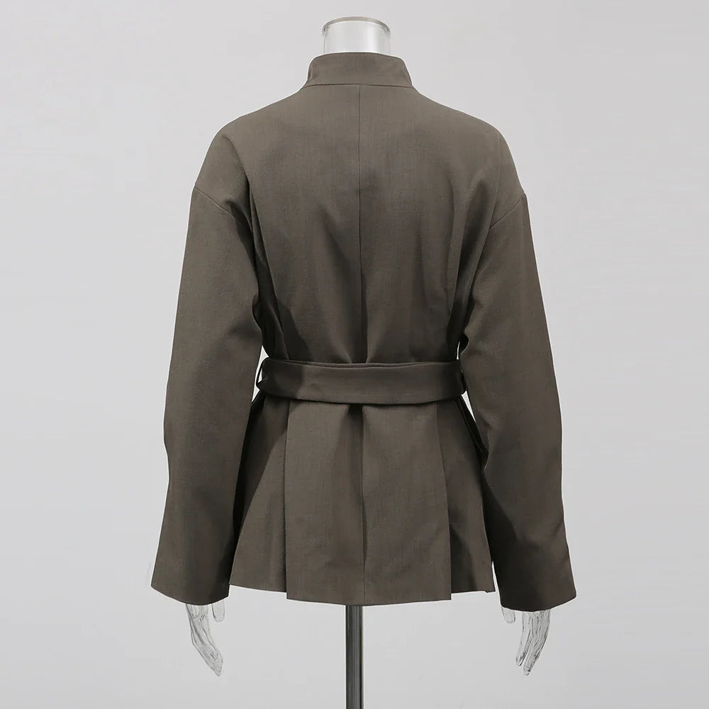 Vestes tendance à simple boutonnage, amples et solides, col rond, manches longues, style tempérament, pour femmes, nouveauté