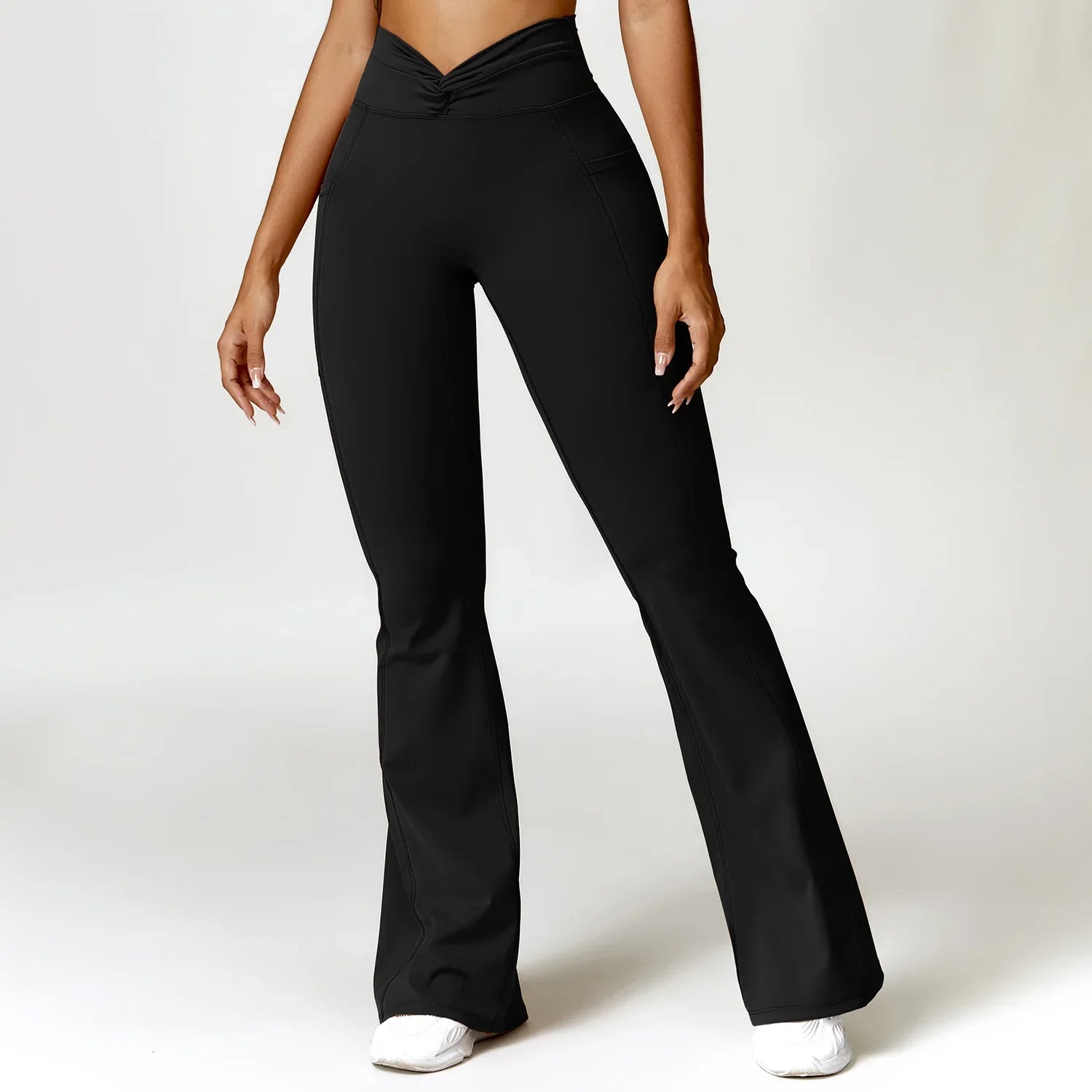 Flare Leggings Yoga Pants Women High Waist Wide Leg Pants Women Gym Push Up Workout Fitness Sports Flared Pant Latin Dance Pants Advanced Black CHINA
