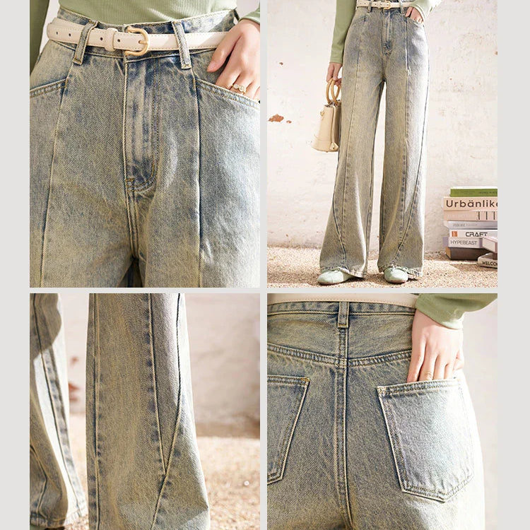 MISHOW Baggy Distressed Jeans for Women Wide Leg High Waist Loose Vintage Pants Spring Autumn Ladies Trousers MXD22K0562