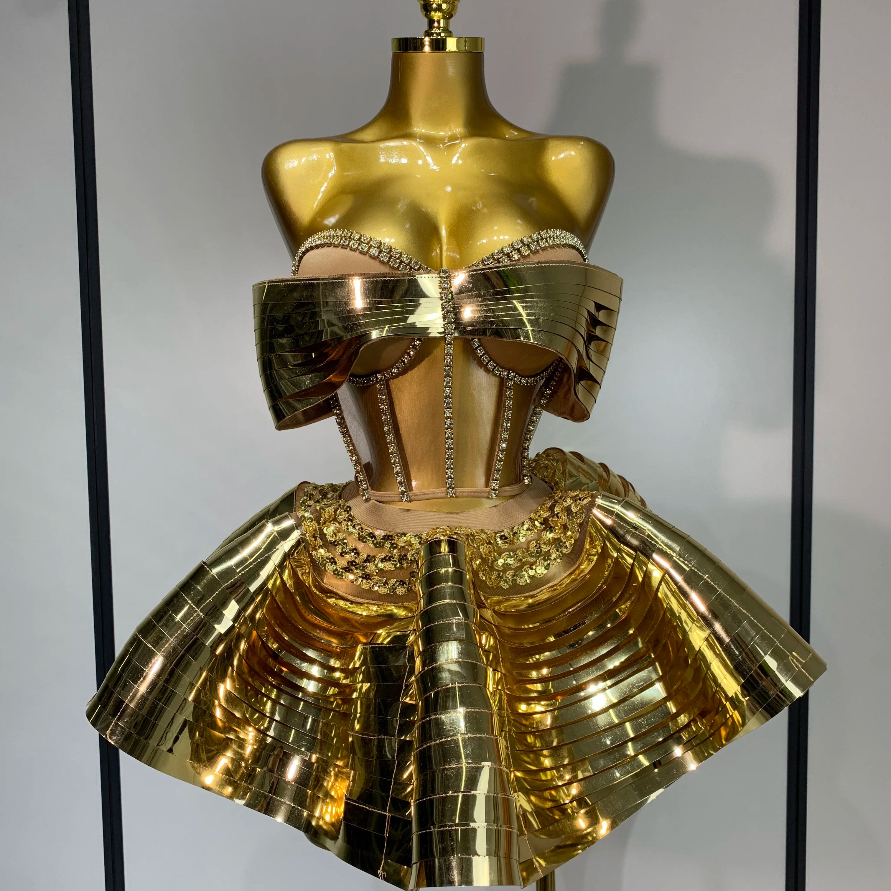 Women Stage Performance Costume Two Piece Set Silver Sequins Rhinestone Fancy Outfit Sexy Backless Shiny Birthday Party Dresses