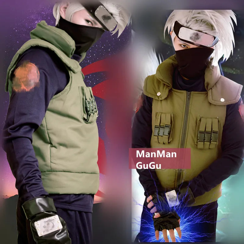 Anime Ninja Coat Cosplay Costume Kaka Halloween Clothes shi Vest Shirt Pant Headband Set For Kids Adult Plus Size Custom Made
