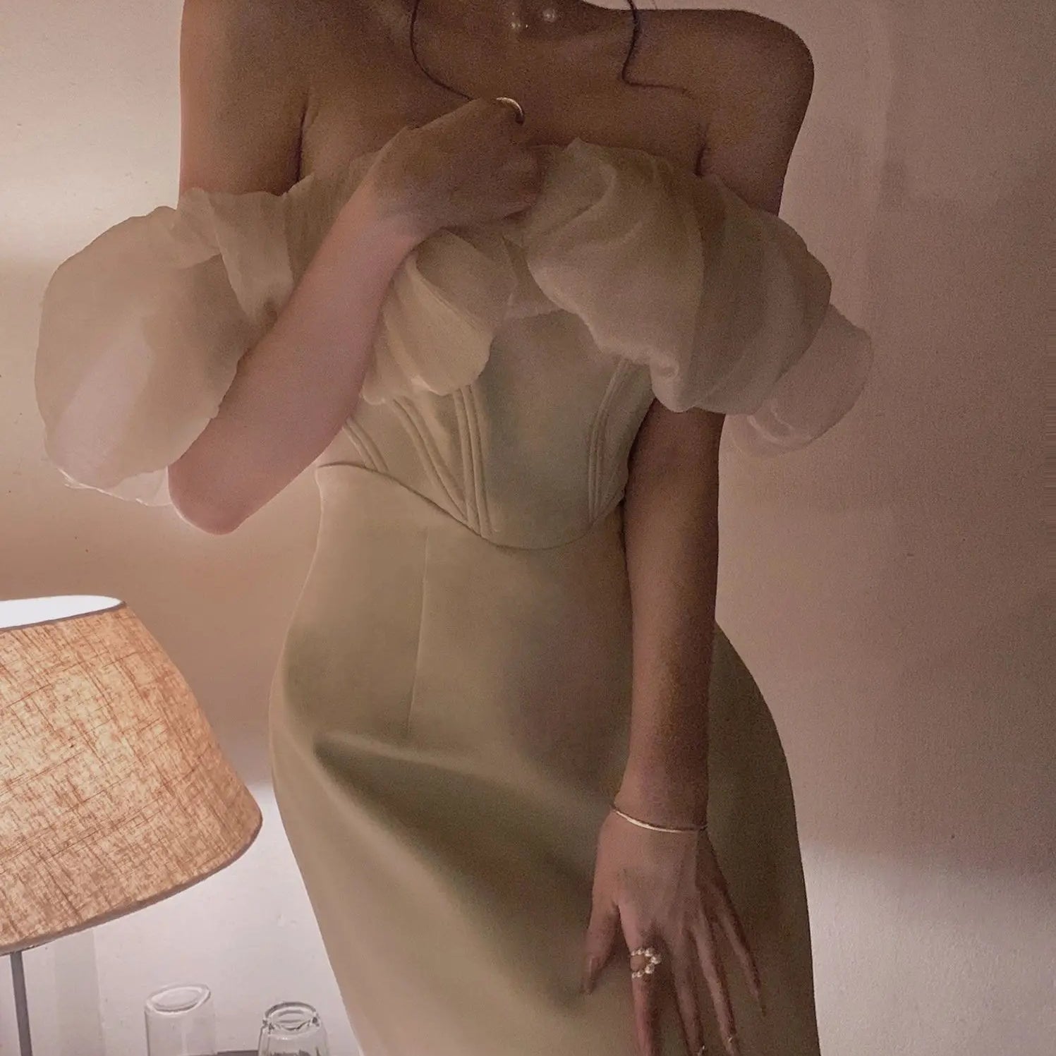 Summer Off Shoulder Patchwork Dress For Women Party Elegant Fashion Outfits Elegant Midi Bodycon Clothing Vestidos APRICOT