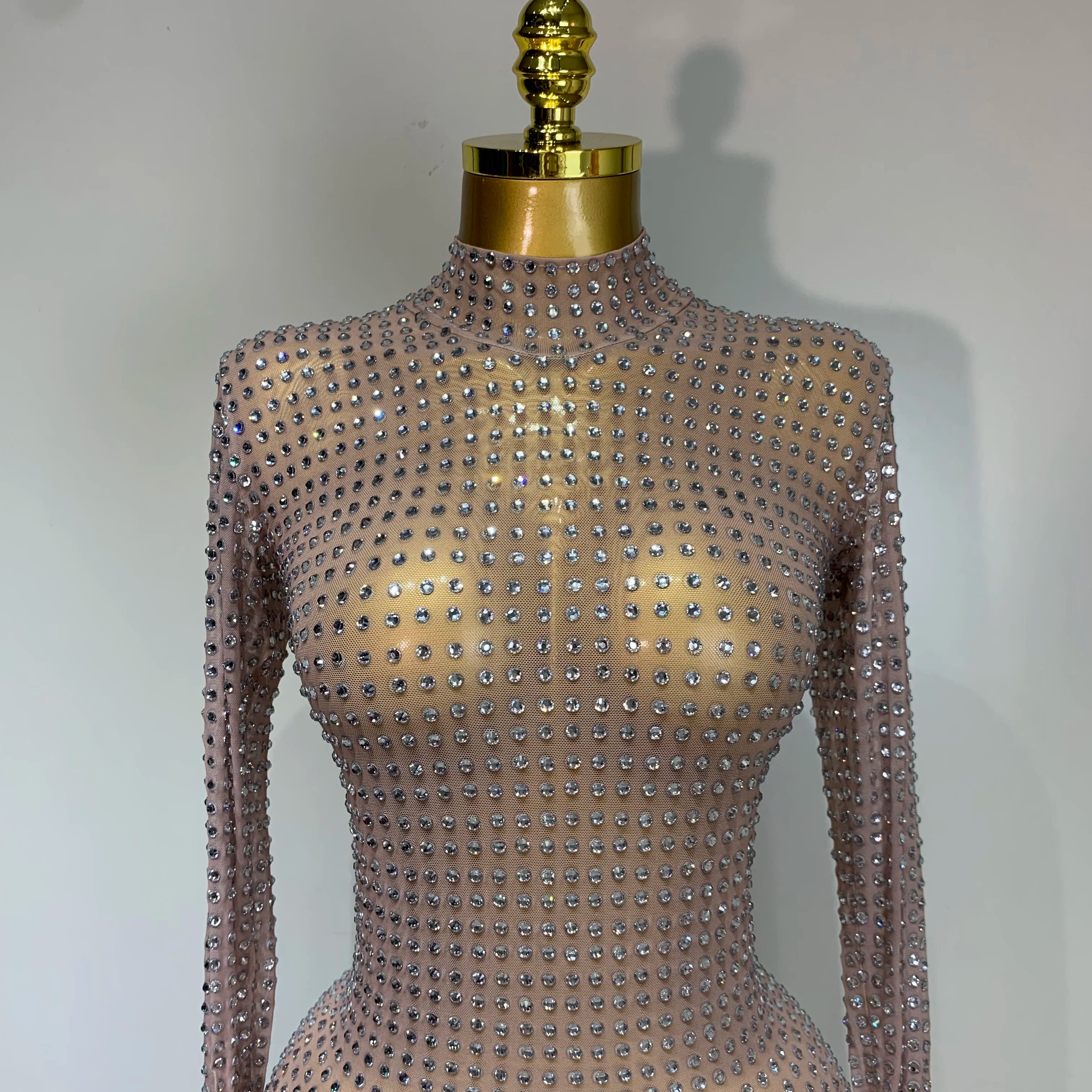 Sparkly Diamond Luxury Birthday Party Long Dress Elegant Celebrity Evening Party Nightclub Prom Dress Singer Dancer Stage Outfit