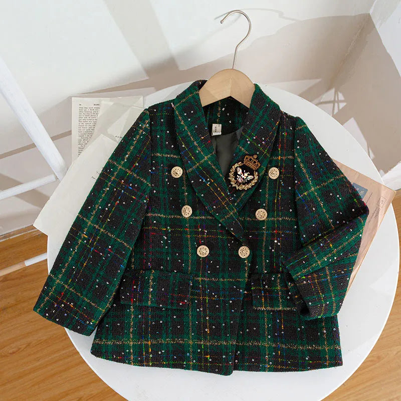 Girls Classic New Uniform Clothes Sets Winter Casual Luxury 2Pcs Sets Princess Jacket Skirt Birthday for 1-8Years Children Suits