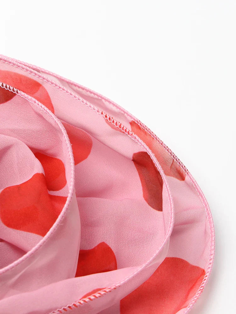 TWOTWINSTYLE Cut Out Ruched Patchwork Floral Dress For Women V Neck Long Sleeve High Waist Print Mini Dresses Female Clothes New