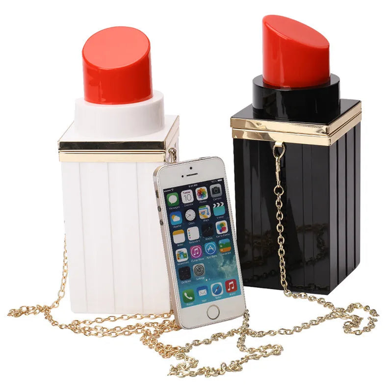 Women‘s Lipstick Shape Water Proof Chain Stylish Strap Crossbody Shoulder Bag, For Gift