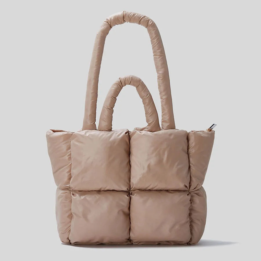 Fashion Large Tote Padded Handbags Designer Quilted Women Shoulder Bags Luxury Nylon Down Cotton Crossbody Bag Winter Purse Khaki